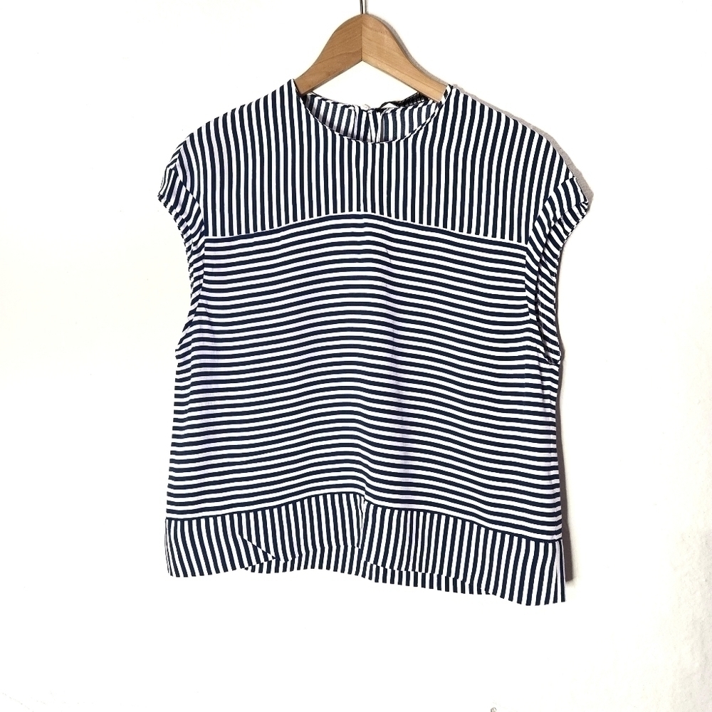 Zara Woman Blue White Stripe Top Size Mediun